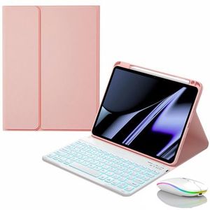Toetsenbordhoes voor HUAWEI MatePad T 10s/T 10 Enjoy Tablet 2 Honor Pad 6/X6, Magnetisch Afneembaar Draadloos Achtergrondverlichting Toetsenbord met Bluetooth Muis,Pink 1