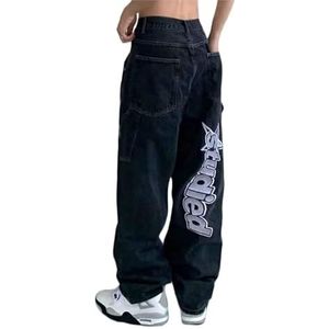 Baggy Jeans Broek Met Zak, Denim Cargobroek For Heren, Broek Met Wijde Pijpen, Herenjeans, Losse Casual Streetwear(Noir,L)