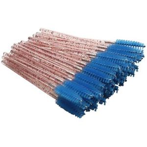 Set van 50 wimperkwasten, prachtige make-upgereedschap, Valentijnsdag, zoete wenkbrauwpincet, gemakkelijk vast te houden, wenkbrauwborstels, roze staaf/blauw