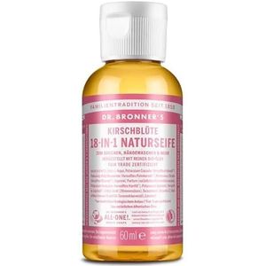 Dr. Bronner's 18-in-1 natuurlijke zeep Cherry Blossom | Organic vloeibare zeep | kersenbloesem | douchegel, handzeep, shampoo en nog veel meer | met biologische kokos-, olijven- en jojoba-olie | 60 ml