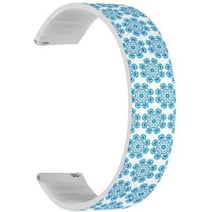 Solo Loop band compatibel met Ticwatch E3, C2 / C2+ (Onyx & Platinum), GTH/GTH Pro (blauwe bloemen polish folk rose lelie madeliefje zonnebloem) quick-release 20 mm rekbare siliconen band band