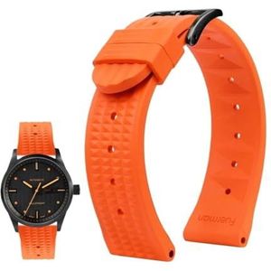 20mm 22mm rubberen horlogeband geschikt for Seiko IWC Citizen wafelband armbanden mode universele heren duiker siliconen sporthorlogeband (Color : Orange-black, Size : 20mm)