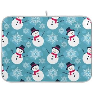 Kerst witte sneeuwpop sneeuwvlok schotel drogen mat keuken mat aanrecht pad absorberende schotel droogmat grote droogmat voor gerechten 45 x 61 cm