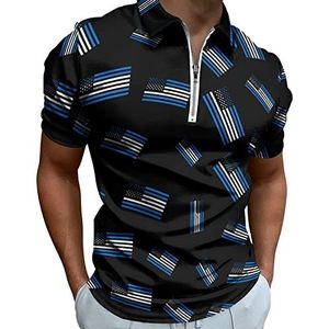 Nicaragua Amerikaanse vlag half rits poloshirts voor mannen slim fit korte mouw T-shirt sneldrogend golf tops T-shirts L