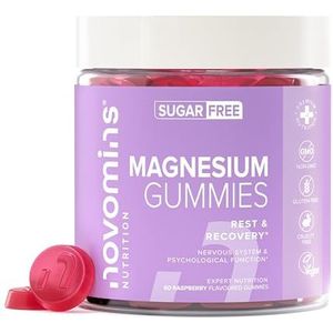 Magnesium Gummies – 1636 mg Magnesiumcitraat met 180 mg MG – Suikervrij – Vegan – Voorraad voor 1 Maand – Glutenvrij – Kauwbare Supplementen – Novomins