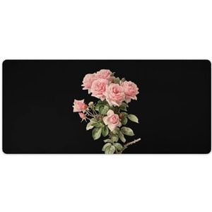 Roze rozen bloemen mode bureau muismat antislip gaming muismat accessoires decor 40x90cm