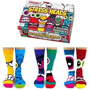 United Oddsocks Stress Heads - Box of 6 Mens Oddsocks UK 6-11, EUR 39-46