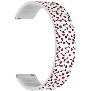 Solo Loop band compatibel met Garmin Forerunner 165/165 Music, Forerunner 35/45/45S (Fish Skeleton Red Heart Simple), snelsluiting, 20 mm rekbare siliconen band, accessoire, Siliconen, Geen edelsteen