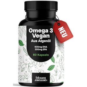 Omega 3 Capsules Hooggedoseerd Vegan – 60 Capsules – 2000 mg Algenolie – 600 mg DHA & 300 mg EPA – Vegan & Geproduceerd in Duitsland
