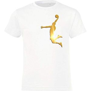 Dunk Basketball Slam Dunkin T-shirt voor kinderen, wit-oranje, maat 164 cm, Wit/Oranje.
