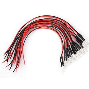 LED-diodeverlichting, 10 stuks 12V 0,06W 5 mm LED-lichtdraad elektroluminescente diode met 20 cm voorbedraad, veelkleurig (7 kleuren)