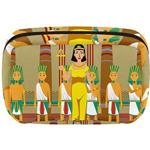 Vintage Oude Egypte Cleopatra Cosmetische Rits Pouch Make-up Tas Reizen Waterdichte Toilettassen Voor Vrouwen, Meerkleurig, 17.5x7x10.5cm/6.9x4.1x2.8in