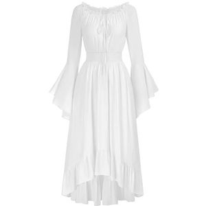 EMMHouse Middeleeuws renaissancekostuum Victoriaanse jurk voor dames, gothic, heksenjurk, cosplay jurken, Wit, S