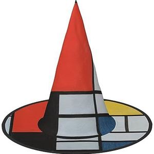 EdWal Betoverende Halloween-hoed: griezelige heks en tovenaarsput, voor Halloween Party Yard Decoratie-compositie in rood, geel, blauw en zwart