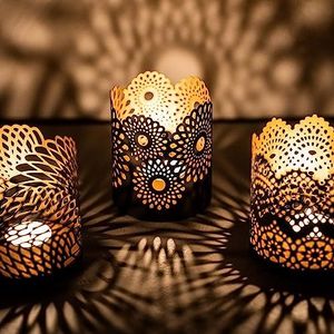 ZEYA Theelichthouder - Zwart - Metaal - Set van 3 Stuks