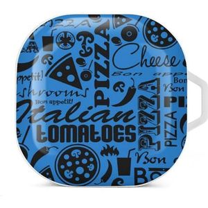 Pizza Words Oordopjes Hoesje Compatibel met Samsung Hard Shell Beschermhoes Wit-Stijl