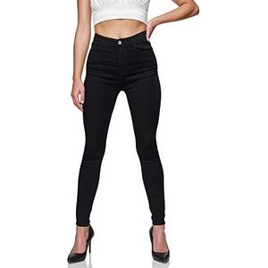 Gloop Stretch jeans voor dames, skinny fit, jegging skinnyjeans, stretchbroek, push-up, hoge taille jeans, zwart, 4XL