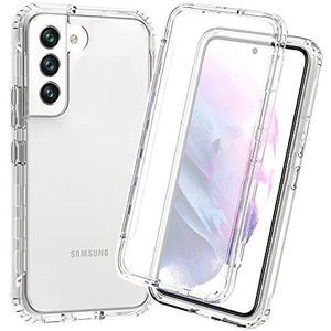 XINNI Hoesje voor Samsung Galaxy S22+(Plus) 5G, 360 graden schokbestendige beschermende allround bescherming met ingebouwde schermbeschermer, robuuste bumper buitenhoes, kristal