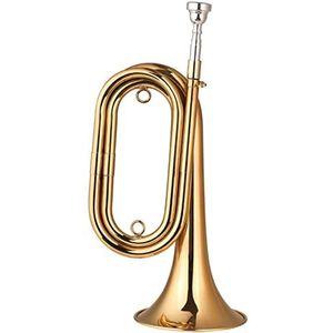 Koperen studententrompet Messing Bugle Oproep Vergulde Trompet Cavaleriehoorn Met Mondstuk Draagtas Muziekinstrument Voor Beginner Band Play