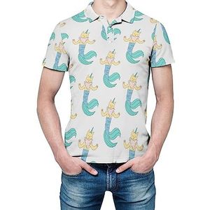 Caticorn Zeemeermin T-shirt voor heren, korte mouwen, golfshirt, regular fit, tennisshirt, casual, zakelijk