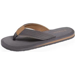 Isotoner Teenslippers voor heren, breed touw en tweekleurige zool, Grijs, 45 EU