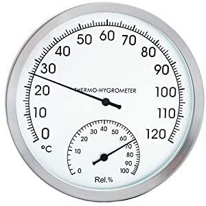 5"" Thermometer Hygrometer Aan de muur gehangen roestvrij staal Indoor Outdoor Sauna Kamer 0-120℃/0-100% Monitor van de temperatuurvochtigheidstester