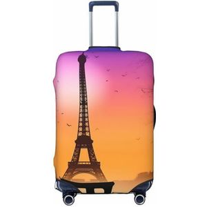 NONHAI Reisbagagehoes, Eiffeltoren, zonsondergang, paar, silhouet, spandex kofferbeschermer, wasbare bagagehoezen, elastische krasbestendige bagagehoes, beschermer, past op bagage van 45-72 cm, Zwart,