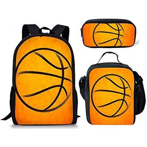 SEANATIVE 3 Stuk Sport Voetbal Basketbal Voetbal Kinderen Kinderen School Rugzak Set met Lunch Tassen Etui, Patroon-26, One_Size