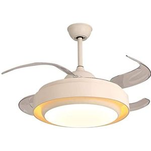 Plafondventilator met Licht 42 Inch Moderne Dimbare Plafondlamp Met Ventilatoren Intrekbare Bladen for Woonkamer Slaapkamer Plafondventilator Met Stille Motor Ventilatorlicht