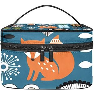Dierblad make-up organizer tas, reismake-up tas organizer case draagbare cosmetische tas voor vrouwen en meisjes toiletartikelen, Meerkleurig, 22.5x15x13.8cm/8.9x5.9x5.4in