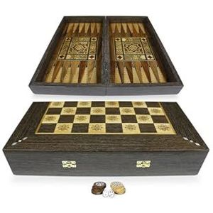 Nieuw 50 x 50 cm houten backgammon tavla/schaakspel/dambord BE506S met 30 houten backgammon stenen