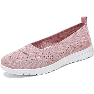 Platform Orthopedische Schoenen Vrijetijdswandelschoenen for Dames Klassieke Instapsneakers Zomer Ademende Loopschoenen Van Gebreid Mesh Lichtgewicht Sneakers (Color : Pink, Size : 39 EU)