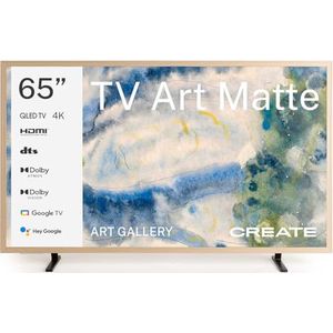 CREATE / TV Art Matte/Smart TV QLED 4K 65"" Licht Hout/Anti-reflecterend scherm, Kunstgalerij, Spraakbesturing, Helderheidssensor, Low Blue Light & Flicker Free, HDMI TM