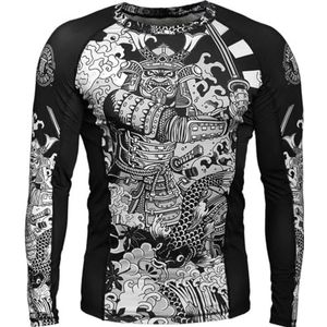 Hardcore Training Rash Guard Men Compressieshirt Lange Kort Mouw Basislaag MMA BJJ Jiu Jitsu Grappling Boxing (DE/NL/SE/PL, Alfabetisch, M, Regular, Regular, wit zwart)