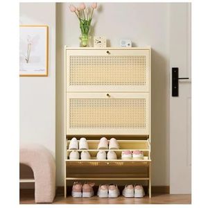 Smalle schoenenkast, schoenenkast in de hal, schoenenopbergkast, vrijstaande schoenenrekken, schoenenkast met deuren (kleur: A, maat: 17-50 cm