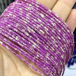 Natuursteen kralen 2x4mm hematiet agaat jaspis kristal cilinder buis losse spacer kralen voor sieraden maken doe-het-zelf armband ketting - paars