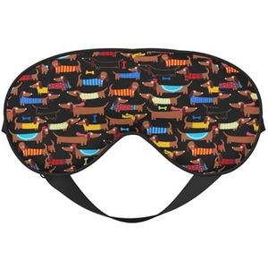 I Love My Dog Teckels afdrukken all-Occasion Sleep Eye Mask met dubbelzijdige verstelbare riem perfect voor ploegendiensten en reizen
