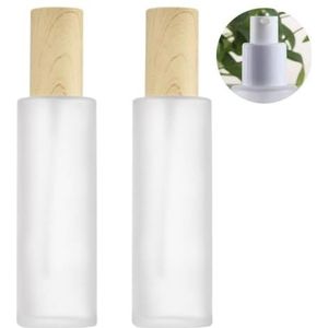 XINGZI Lege Melkglazen Lotionfles met witte pompkop en dop, emulsie, douchegel, shampoo, conditioner, opberghouder, draagbaar, navulbaar, cosmetica, reiscontainer, glazen, 120 ml, 2 stuks