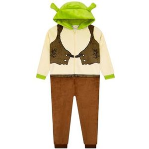 DreamWorks Shrek Onesie, Jumpsuit met Capuchon en 3D Oren voor Jongens, Alles-in-één Pyjama, Shrek Kinderpyjama 152