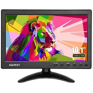Haiway 10.1 inch IPS CCTV Beveiliging Surveillance Monitor met Afstandsbediening 1280x800 Resolutie Video Display Ondersteuning 1080P/1080i HDMI-ingang 16:10 Ingebouwde Dual Speakers