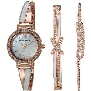 Anne Klein Women's Swarovski Crystal Accented Bangle Watch and Bracelet Set, AK/3572