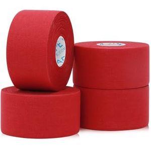 OK TAPE Atletische Sport Tape (4 Rollen) - 3.8cm × 13.7m Zeer Sterke Tape voor Atleten, Sporttrainers en Eerste Hulp Verwondingen, Rood