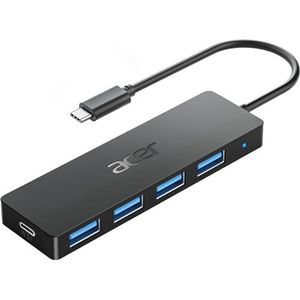 Acer USB C-hub 4 poorten, meerdere USB 3.0-hub, USBC-splitter voor laptop met typeC-voedingspoort, extender voor type C-poort, laptop, pc, desktop en meer (USB-C, 0,2 m)