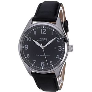 Timex Men's Waterbury Traditional Automatic 42mm Leather Strap Watch Stainless-Steel/Black