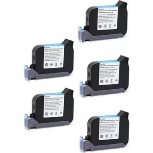 MRHZKE JS12 Eco Solvent Inkjet Handheld Printer 600DPI Sneldrogende Kleurrijke Inktcartridge Printhoogte 12,7 mm Voor (JS12-Zwart-5 stuks)