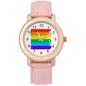 LGBT Gay Pride Regenboog Horloges voor Vrouwen Mode Sport Horloge Vrouwen Lederen Horloge