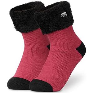 CityComfort Pantoffelsokken voor dames en tieners: pluizige sokken, antislip, warme fleece, eenheidsmaat, loungewear, geschikt als cadeau voor dames, Fuchsia, One size