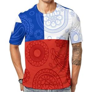 Chileense Paisley vlag heren korte mouw grafisch T-shirt ronde hals print casual T-shirt tops XL