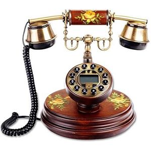 Telefoon Retro Telefoon Hout Rustieke stijl Nummerherkenning Mode Creatieve vaste lijn (A)