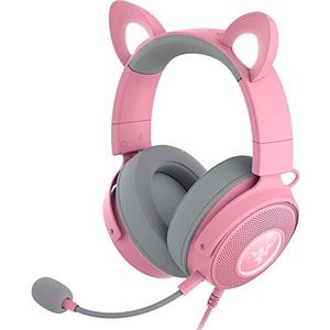 Razer Kraken V2 Pro Wired RGB Headset: verwisselbare oren (Kitty, Bear, Bunny) - streamreactieve verlichting - afneembare HyperClear Cardioid Mic - 50mm Drivers - 7.1 Surround Sound - Quartz Pink